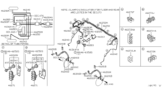 2003 Nissan Pathfinder Clip Tube Brake Diagram for 4627101B20