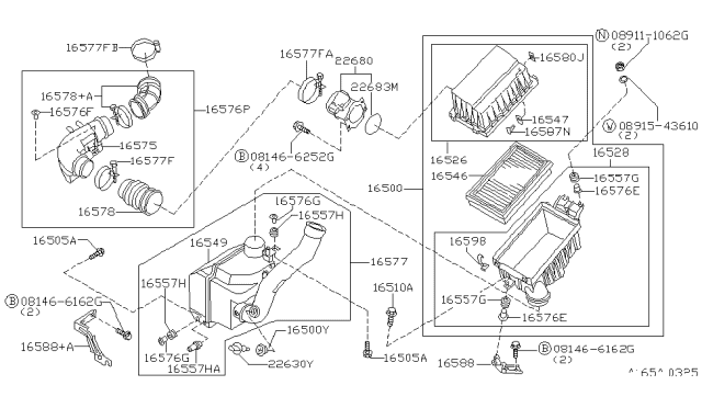 1998 Nissan Pathfinder  Duct Assembly-Air Diagram for 165540W010