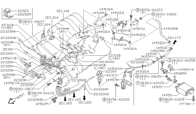 2002 Nissan Pathfinder Valve Assembly-SOLENOID Diagram for 149561P101