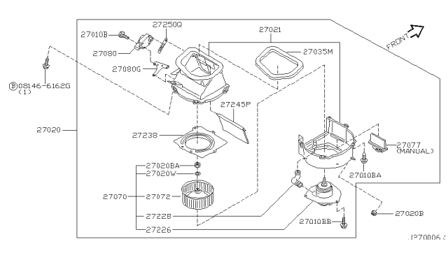 2000 Nissan Pathfinder  Motor & Fan Assy-Blower Diagram for 272201W600