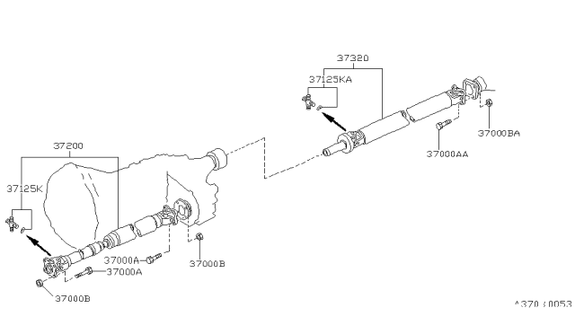 2001 Nissan Pathfinder Shaft Assembly-Front PROPELLER Diagram for 372000W700