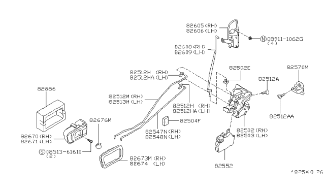 2001 Nissan Pathfinder Rear Door Outside Handle Assembly Right Diagram for 826063W420