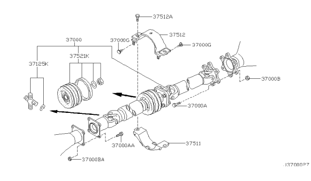 2003 Nissan Pathfinder  Bracket Center Bear L Diagram for 375121W220