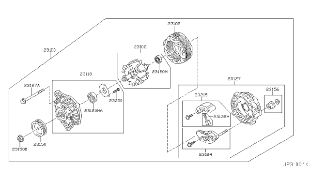 2002 Nissan Pathfinder STATOR Assembly Diagram for 2310231U00