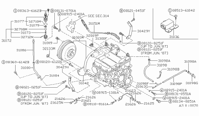 1988 Nissan Stanza  Connector-3 Way Diagram for 17351H1801