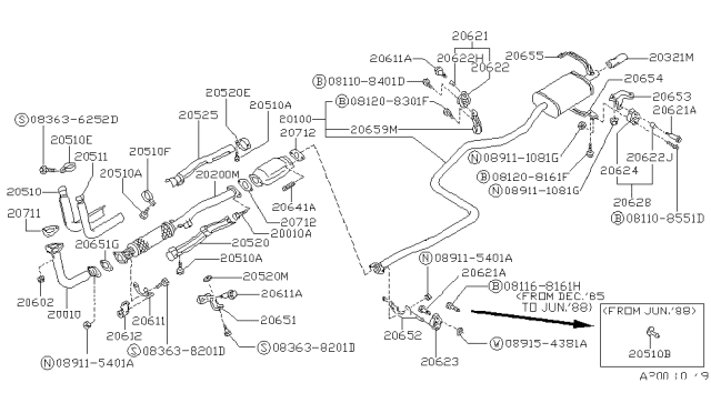 1988 Nissan Stanza  Screw Machine Diagram for 083638201D
