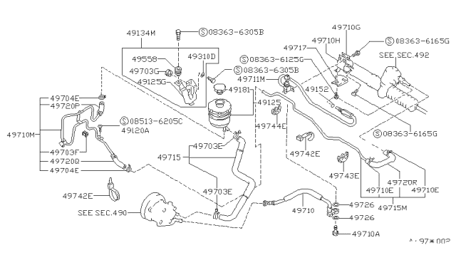 1988 Nissan Stanza  Hose-Return Power Steering Diagram for 49721D4505