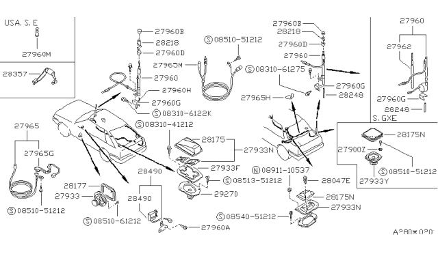 1989 Nissan Stanza Clip-Trim Diagram for 6682401G00