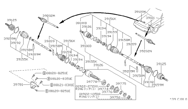 1988 Nissan Stanza  Clip-Drive Shaft Diagram for 3822530R00