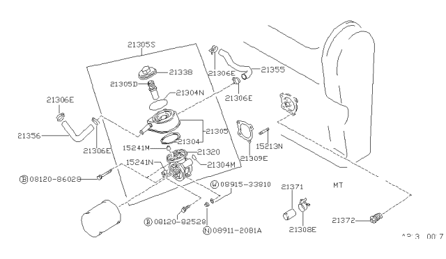 1987 Nissan Stanza O Ring Diagram for 2130417F20
