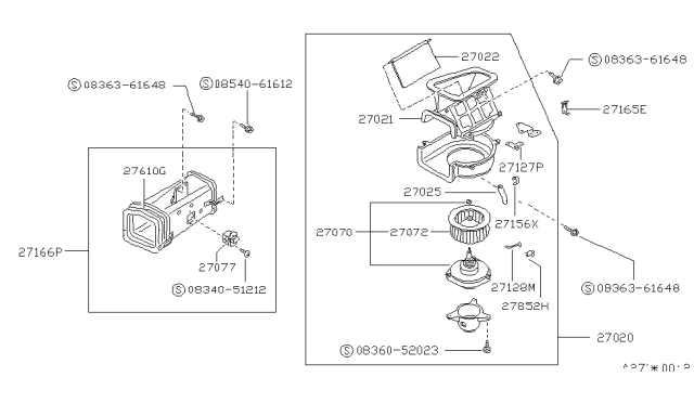 1987 Nissan Stanza Blower Assy-Front Diagram for 2720038E02