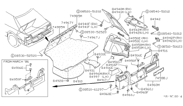 1988 Nissan Stanza  Clip Trim Diagram for 0155305951