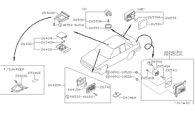1988 Nissan Stanza  Bulb Diagram for 26261C9909