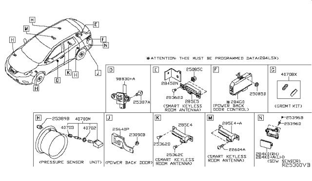 2016 Nissan Murano Grommet-Tire Pressure Sensor Diagram for 407023VU0A