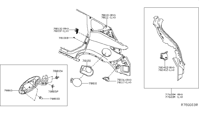 2018 Nissan Murano  Fender Assy-Rear, LH Diagram for 781135AA0A