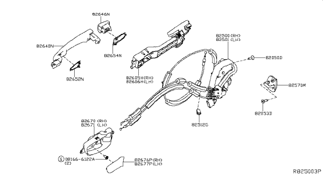 2017 Nissan Murano  Rear Door Lock & Remote Controller, Left Diagram for 825015AA0B