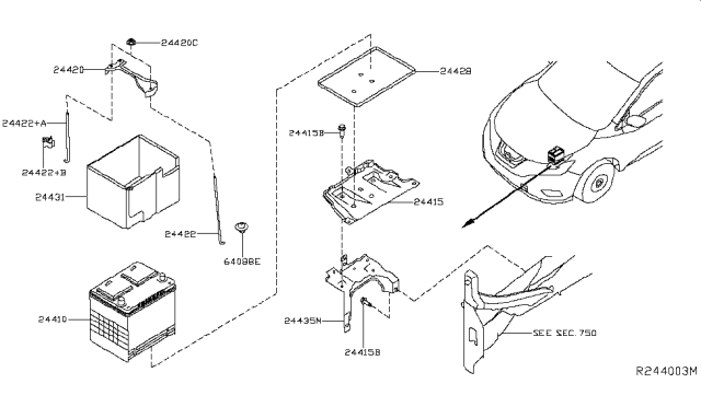 2019 Nissan Murano  Rod-Support Diagram for 244258990A