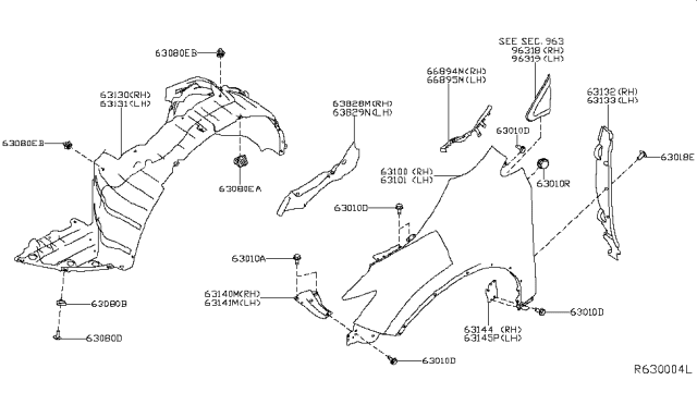 2019 Nissan Murano Rivet Diagram for 768D91JA0A
