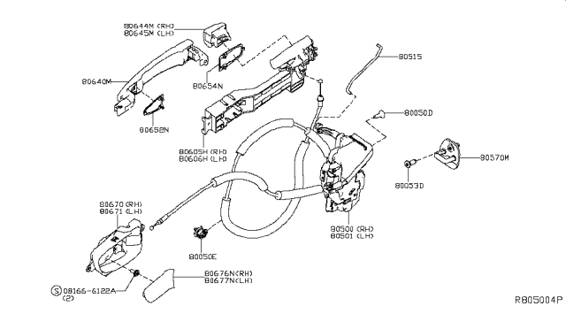 2016 Nissan Murano  Escutcheon-Outside Handle, Front Door RH Diagram for 806464BA0B