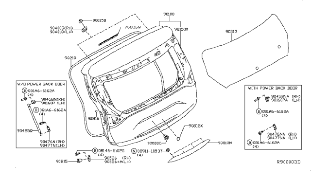 2018 Nissan Murano  Door Assy-Back, Outer Diagram for 901505AA0A