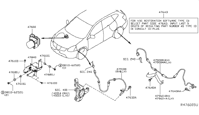 2018 Nissan Murano  Anti Skid Actuator Assembly Diagram for 476605AE1C
