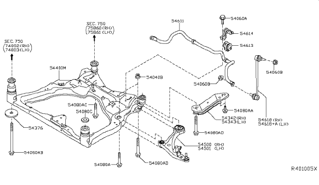 2017 Nissan Murano  Bush-Stabilizer Diagram for 546135AA0A