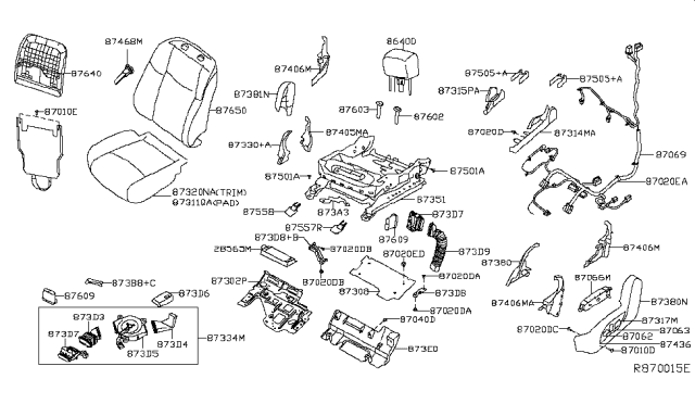 2017 Nissan Murano  Cover-Device RH Diagram for 874053JC9A
