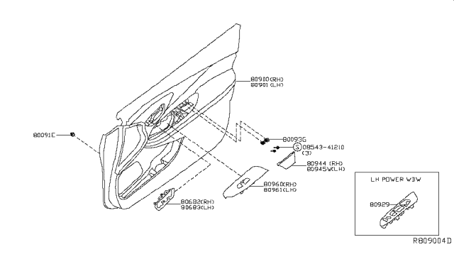 2016 Nissan Murano FINISHER Assembly Front Door RH Diagram for 809005AA2A