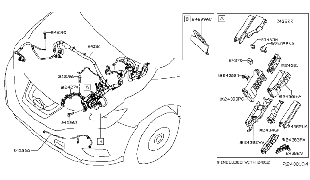 2018 Nissan Murano  Cover-FUSIBLE Link Holder Diagram for 243825AF0C