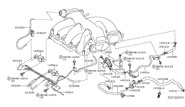 2019 Nissan Murano  Hose-EVAPO Control Diagram for 149129PF0C