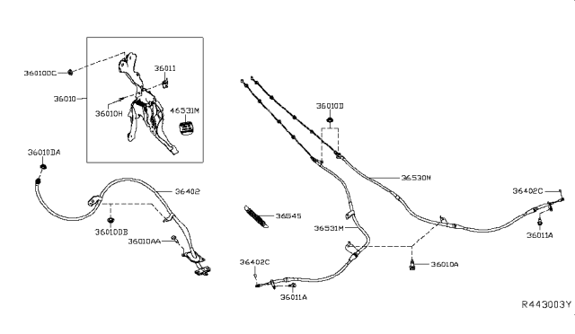 2019 Nissan Murano  Cable-Brake Rear LH Diagram for 365315AA0B