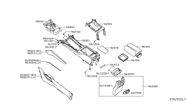 2018 Nissan Murano  FINISHER - Console Indicator Diagram for 969245AA0C