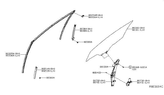 2018 Nissan Murano  Glass Run Rubber-Front Door RH Diagram for 803305AA0C