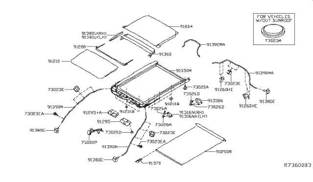 2018 Nissan Murano  Rail Assy-Sunroof Diagram for 913505AA1A