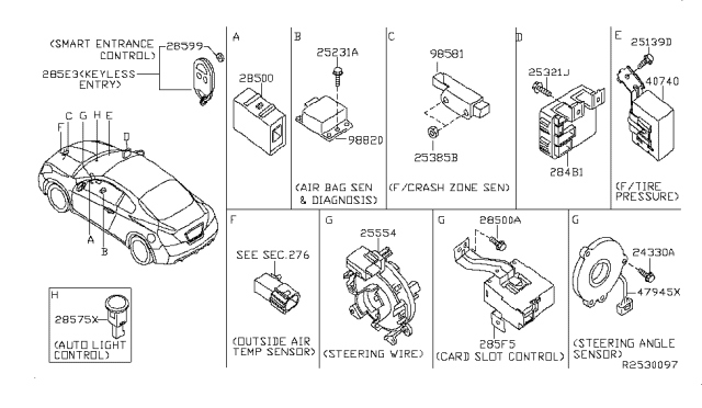 2012 Nissan Altima Sensor Assembly-Steering Angle Diagram for 479453TA1A
