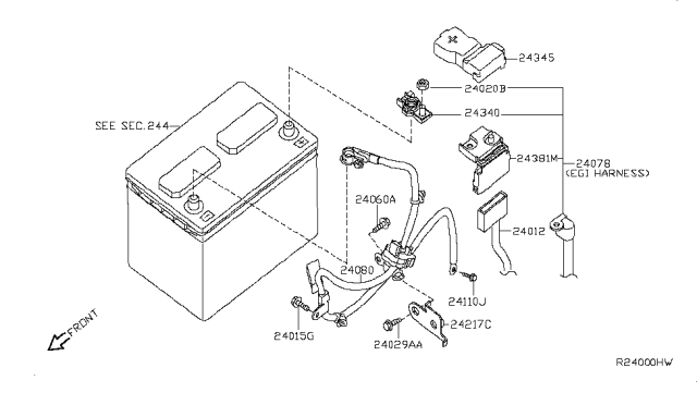 2007 Nissan Altima Cover-Connector Diagram for 243457990B