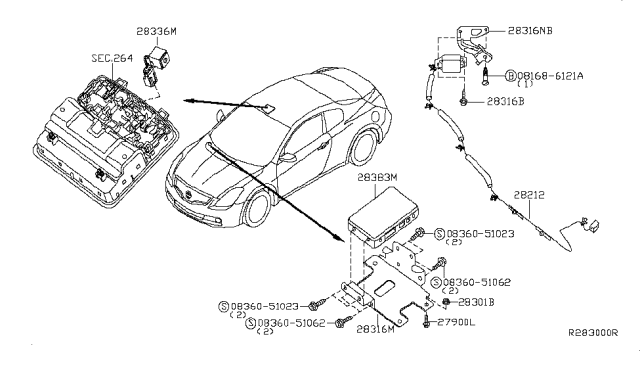 2012 Nissan Altima  Microphone Unit-Telephone Diagram for 283361SX0A