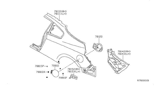 2008 Nissan Altima  Bracket-Bumper, Rear Side LH Diagram for G9183JB1MA