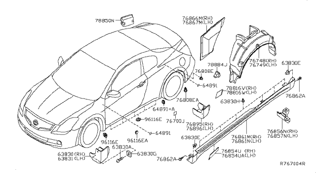 2011 Nissan Altima  Protector-Rear Fillet RH Diagram for 78816ZN60A