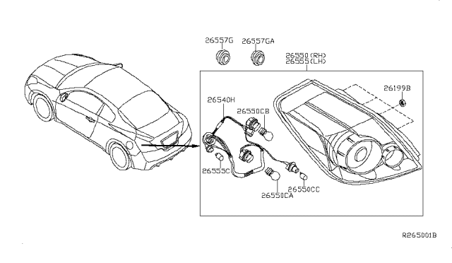 2010 Nissan Altima Lamp Assembly-Rear Combination, LH Diagram for 26555JB100