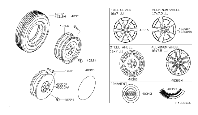 2009 Nissan Altima  Disc Wheel Cap Diagram for 40315ZN60A