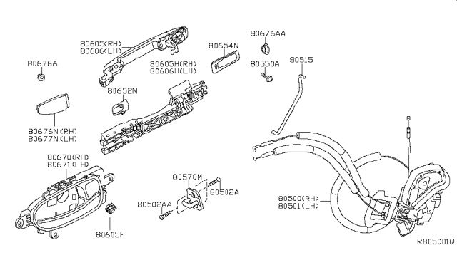 2011 Nissan Altima  Striker Assy-Front Door Lock Diagram for 80570ZX01A