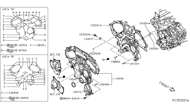 2011 Nissan Altima  Cover Assy-Front Diagram for 13500JA00B