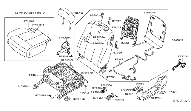 2012 Nissan Altima  Cover RECLINING Device Inner Diagram for 87456JB01B