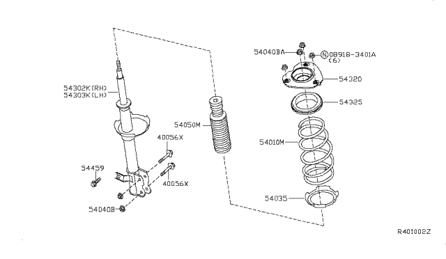 2009 Nissan Altima  Bolt-Knuckle Arm Diagram for 40056JA000