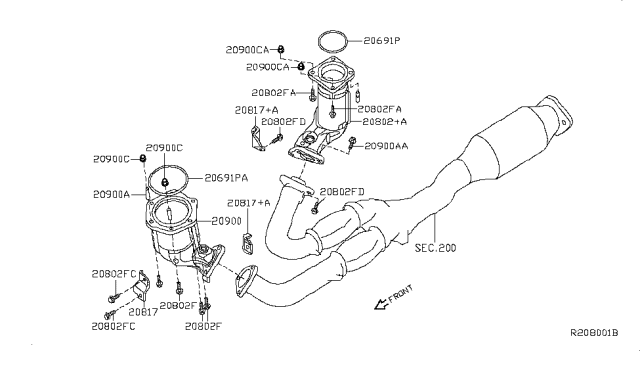 2009 Nissan Altima Three Way Catalytic Converter Diagram for 208A1JA21A