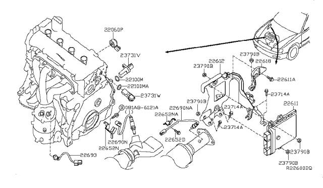 2012 Nissan Altima  Engine Control Module Diagram for 23710ZX58B