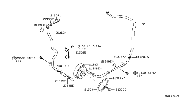 2009 Nissan Altima Hose-Water Diagram for 21306JA01A