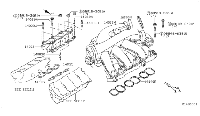 2010 Nissan Altima  Gasket-Throttle Chamber Diagram for 16175JA10A