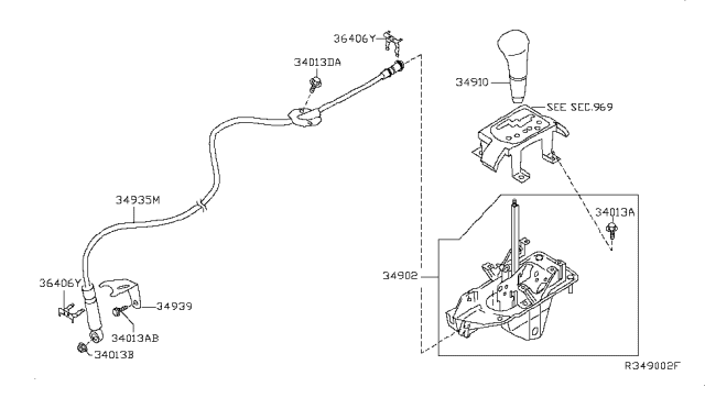 2013 Nissan Altima Transmission Control Device Assembly Diagram for 34901JA00A